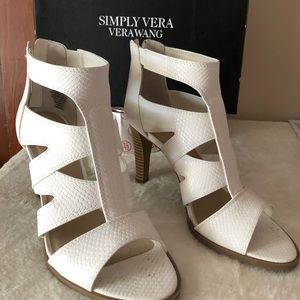 Vera Wang White Cage heels